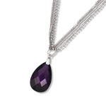 Purple CZ Faceted Teardrop on Multichain Necklace Purple CZ Faceted Teardrop on Multichain Necklace
